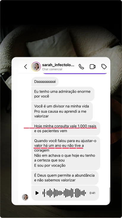 Depoimento: Sarah que duplicou o valor da sua consulta